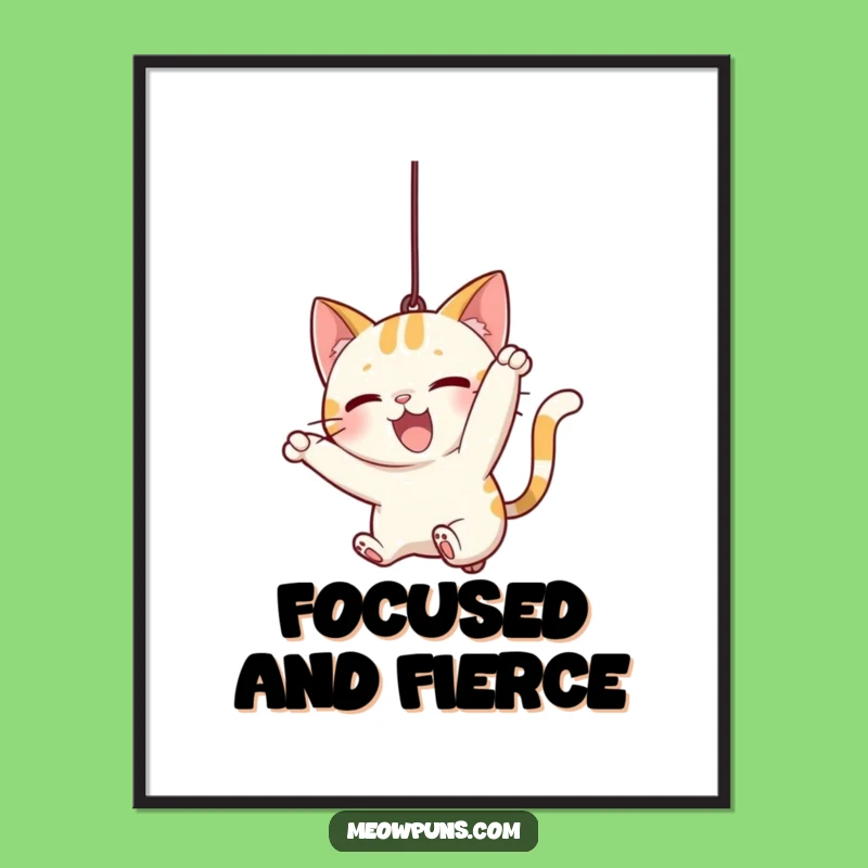 Funny Cat Pounce Poster: Playful Kitty String Art, Exciting Wall Decor Funny Gift