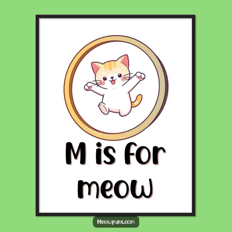 Funny Cat Acrobat Poster: Dynamic Wall Art for Feline Fans and 'M' Enthusiasts