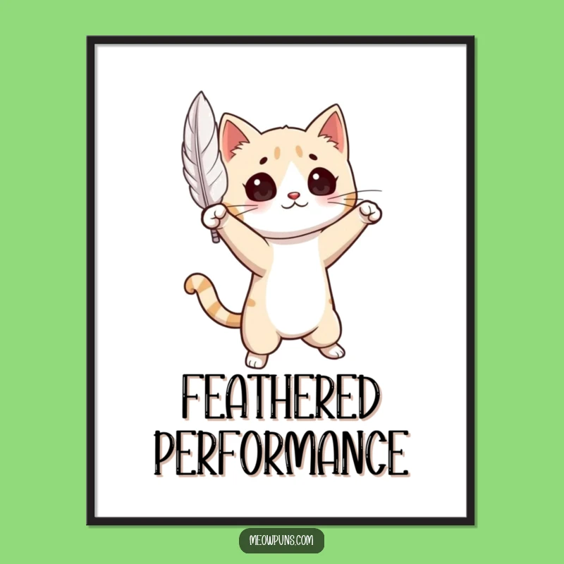 Funny Cat Feather Drama Poster: Adorn Your Walls with Theatrical Art!