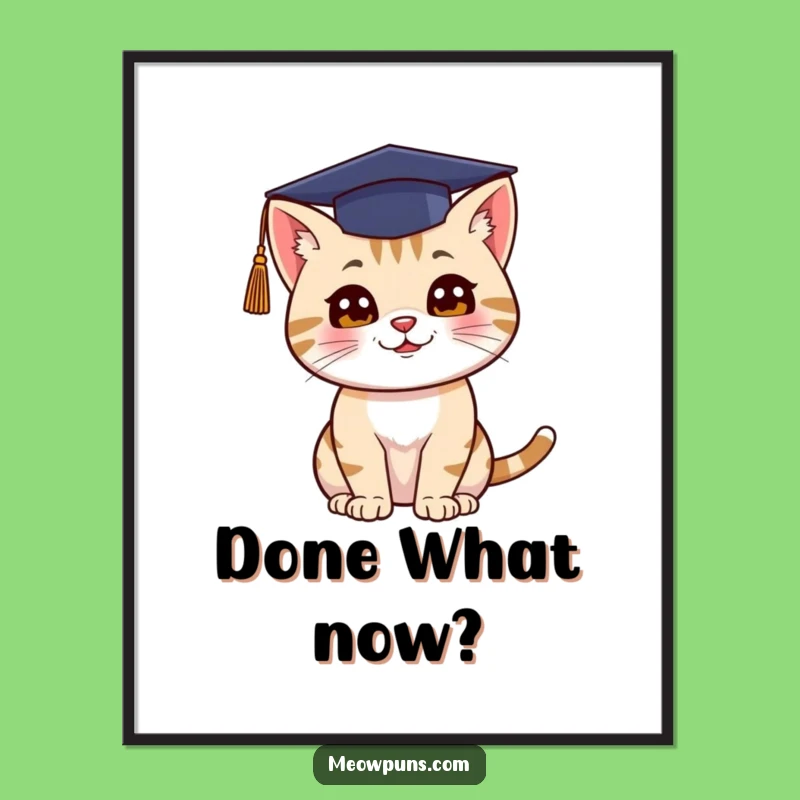 Funny Cat Graduation Poster: Celebratory Feline Art for Walls
