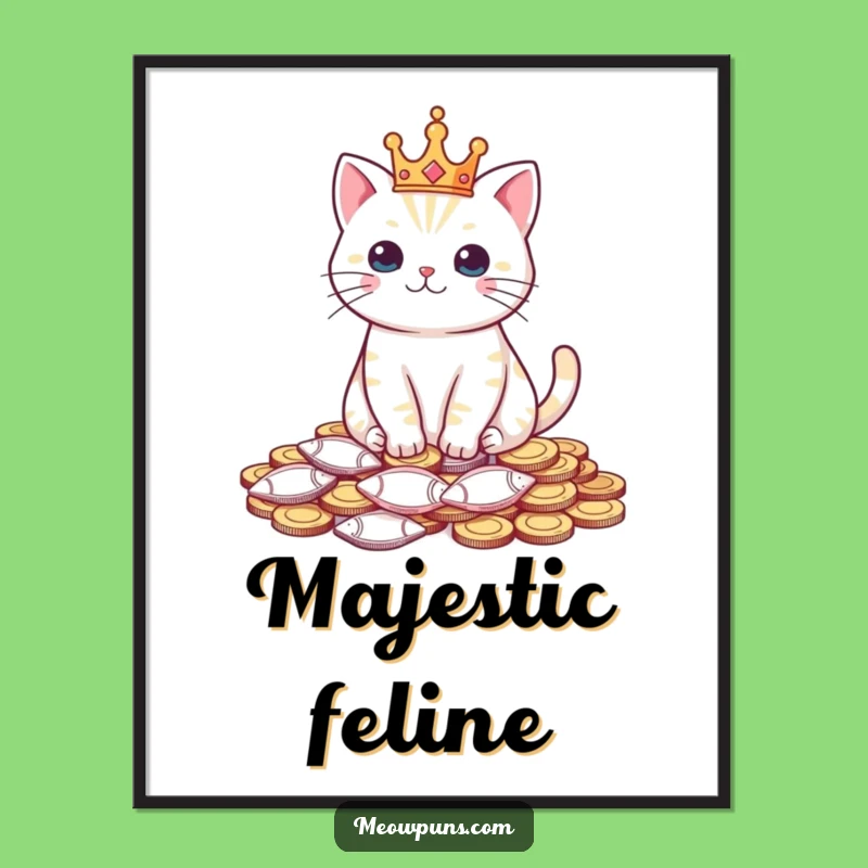 Funny Cat King Poster - Royal Feline Treasure Wall Decor Gift