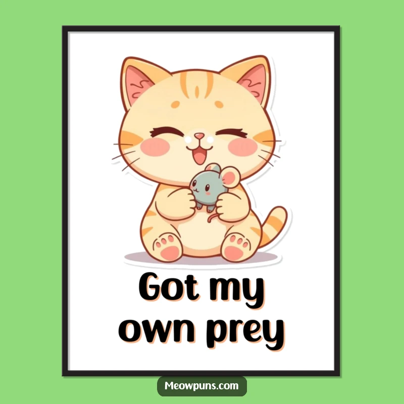 Funny Cat Winking Mouse Poster - Mischievous Wall Art!