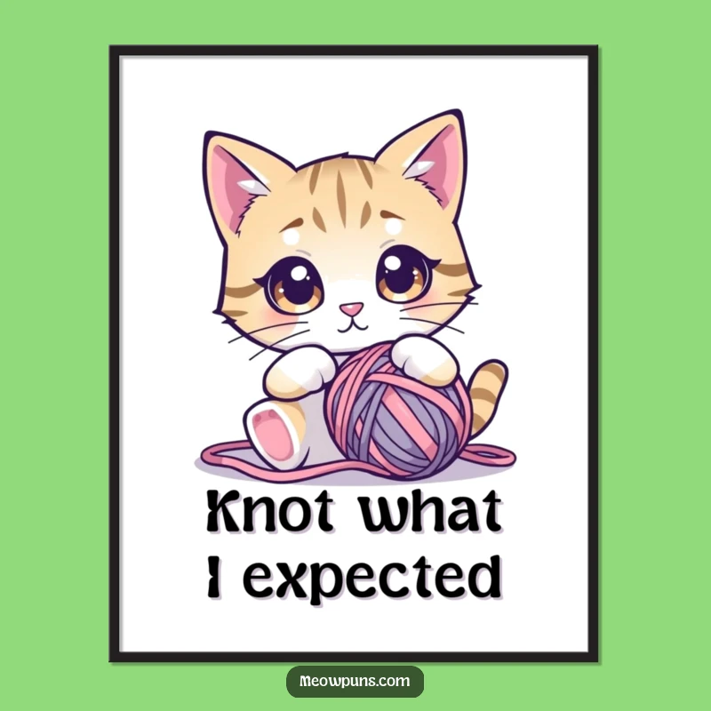 Funny Cat Yarn Ball Poster - Quirky Wall Art!