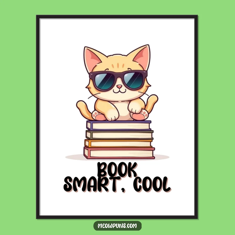 Funny Cool Cat Sunglasses Poster: Chill Wall Art for Book Nooks!