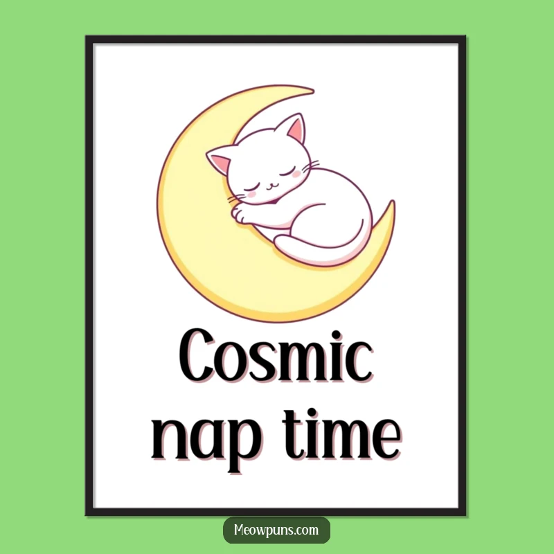 Funny Sleepy Cat Moon Poster: Dreamy Wall Art of a Peaceful Feline!