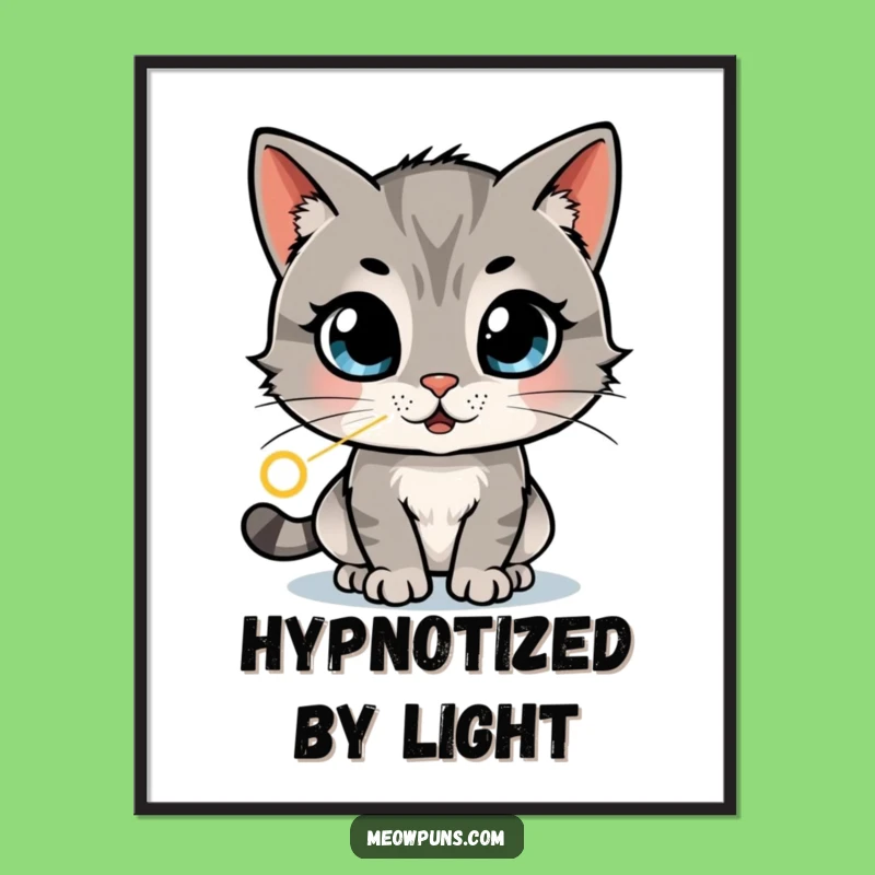 Funny Cat Laser Dot Poster: Hilarious Feline Chase Art for Your Walls