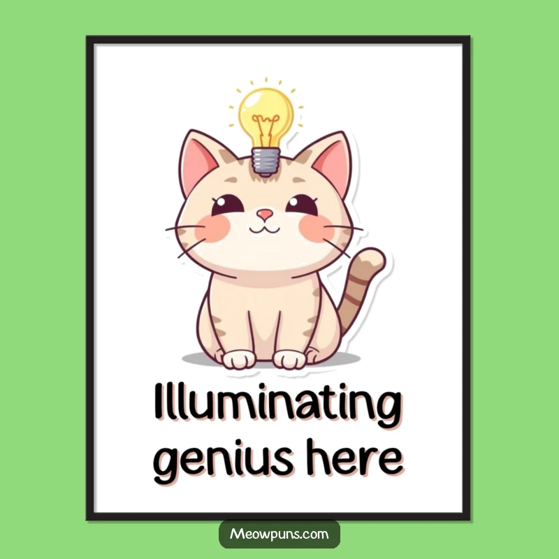 Funny Cat Lightbulb Poster: Inspiring Cat Idea Art for Walls