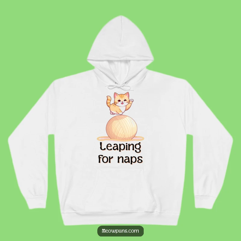 Funny Cat Yarn Leap Hoodie: Cozy & Playful Feline Adventure Sweatshirt