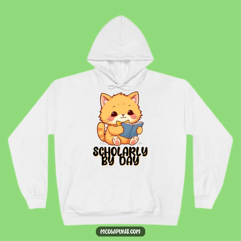Funny Orange Cat Reading Hoodie: Cozy Bowtie Cat Sweatshirt, Perfect Warm Gift