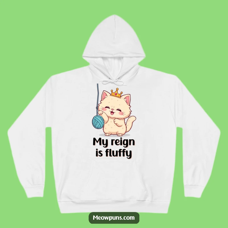 Funny Regal Cat Crown Hoodie: Cozy Comfort with Hilarious Yarn Fun