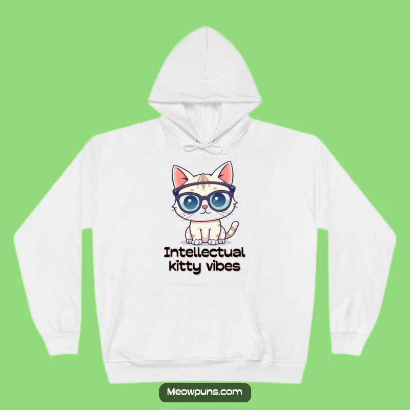 Cozy Funny Cat Glasses Hoodie - Warm Apparel for Thoughtful Felines