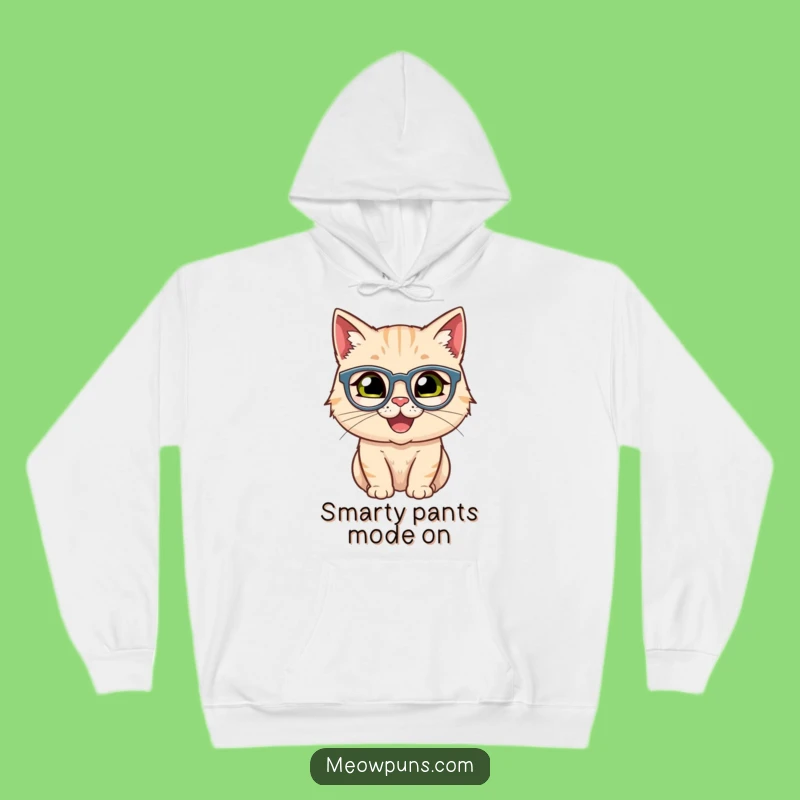 Funny Happy Cat Spectacles Hoodie - Cozy & Hilarious Gear for Clever Minds