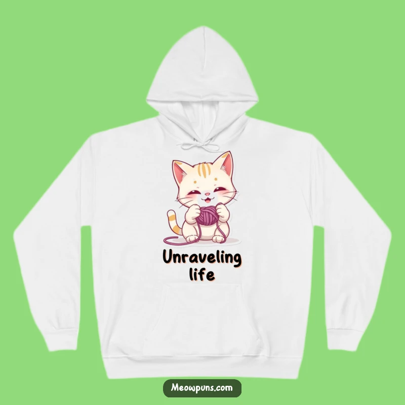 Funny Mischievous Cat Hoodie - Cozy & Hilarious Gift for Yarn Lovers