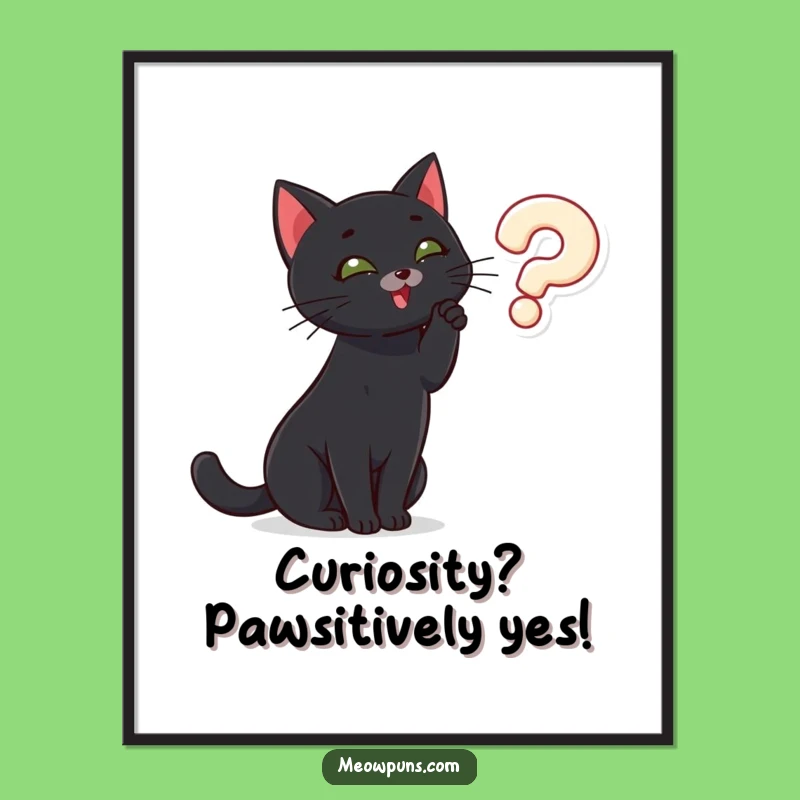 Free Printable Wall Art: Curious Cat Art, Funny Downloadable Decor