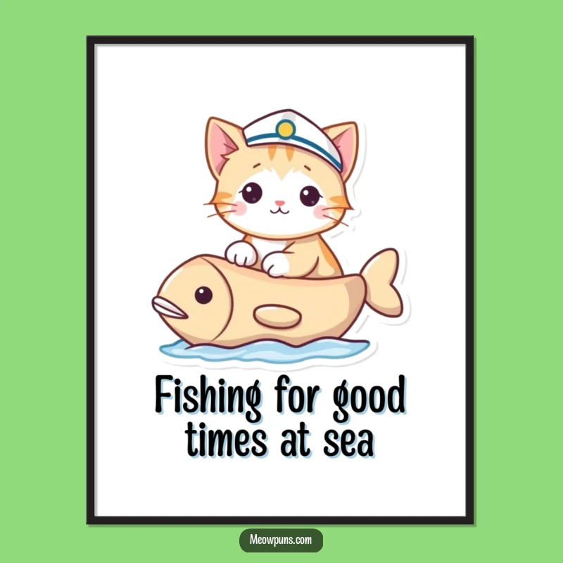 Free Printable Funny Wall Art: Sailor Cat, Nautical Adventure, Downloadable Gift