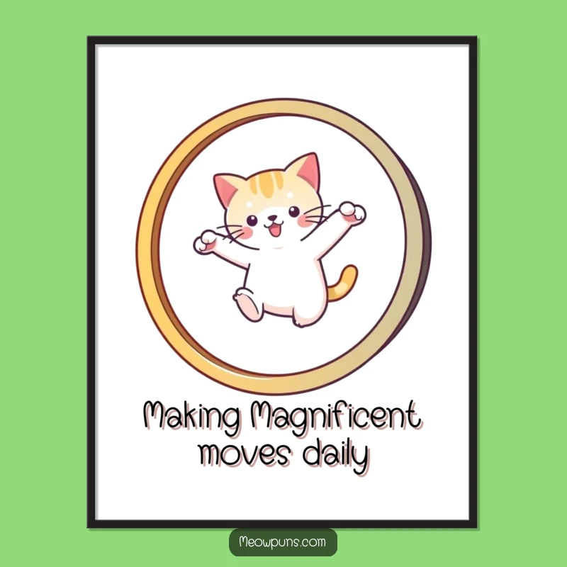 Free Printable Funny Wall Art: Agile Cat, M-azing Jump, Downloadable Gift