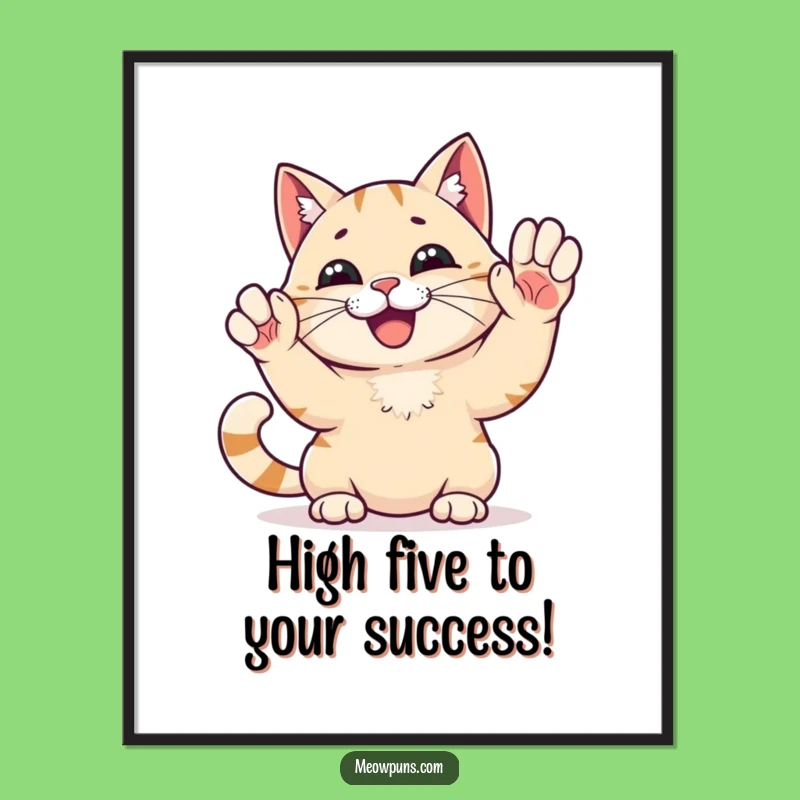 Free Printable High Five Cat Wall Art: Energetic Feline Downloadable Decor
