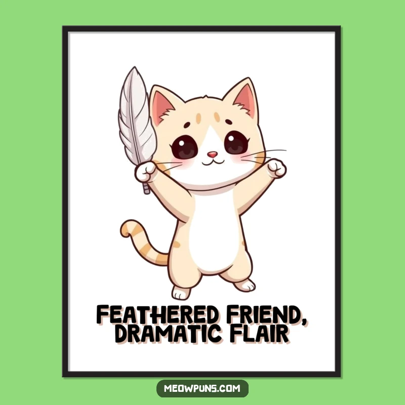 Free Printable Wall Art: Dramatic Cat Feather Play Decor, DIY Downloadable Art