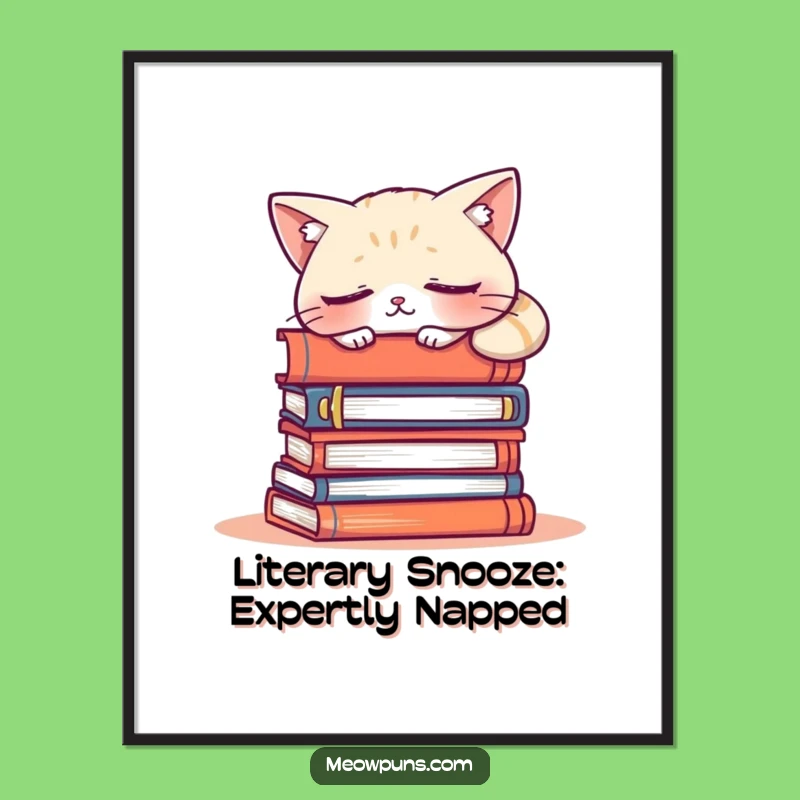 Free Printable Wall Art: Funny Sleepy Cat Napping - Humorous Home Decor Download