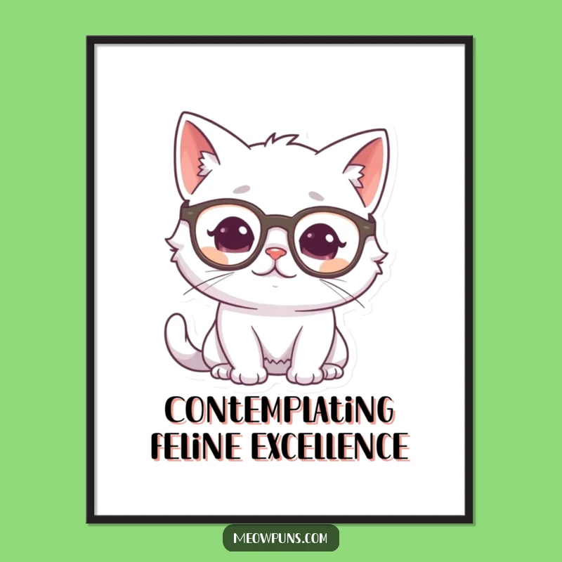 Free Printable Wall Art: Pondering Cat Art, Funny Downloadable Decor