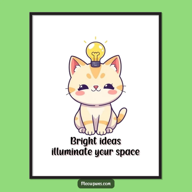 Funny Free Printable Wall Art: Cat Lightbulb Idea Downloadable Poster