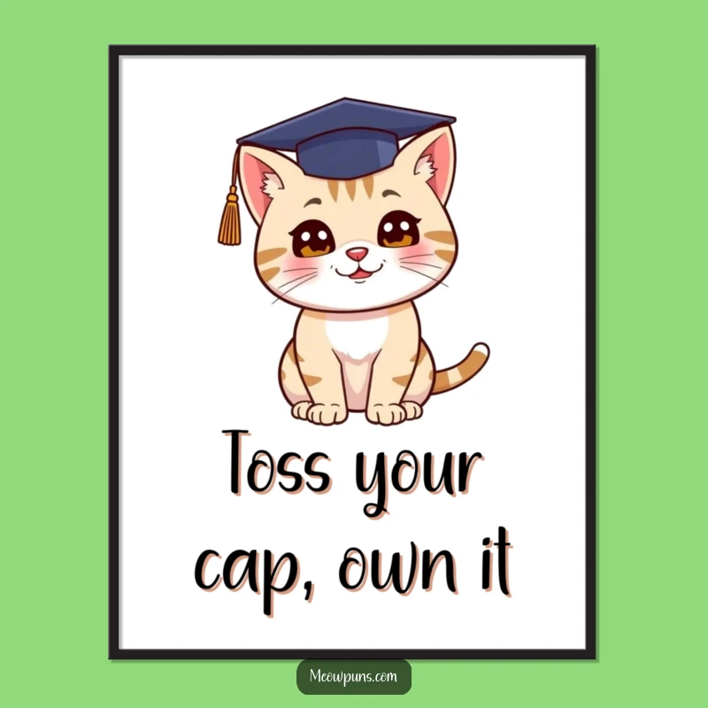 Funny Free Printable Wall Art: Grad Cat Celebration Toss, Humorous Downloadable Art for Joyful Spaces