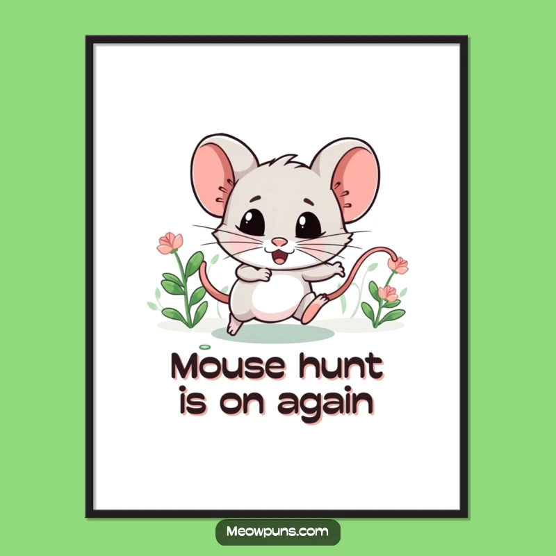 Funny Free Printable Wall Art: Catnip Chase Mouse for a Playful Downloadable Decor