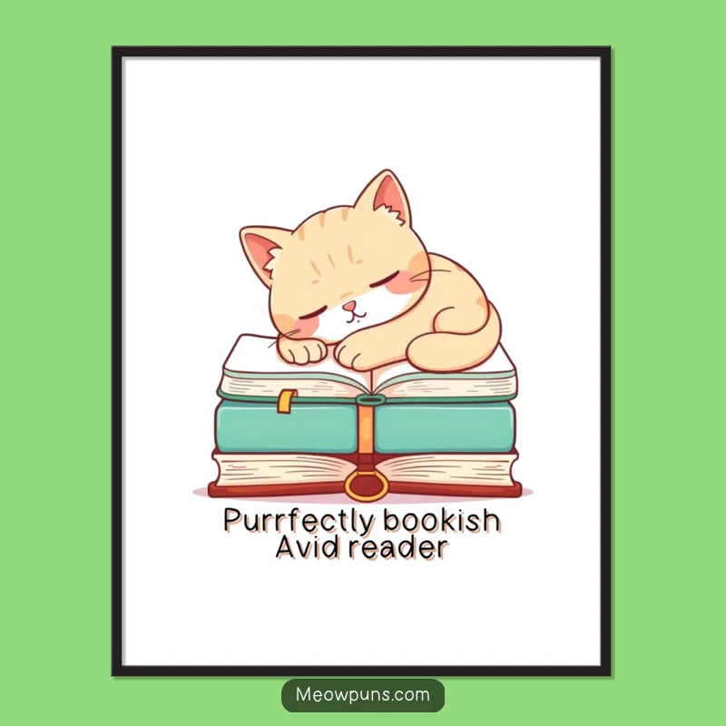 Free Printable Wall Art: Napping Book Cat Humor, Funny Downloadable Decor