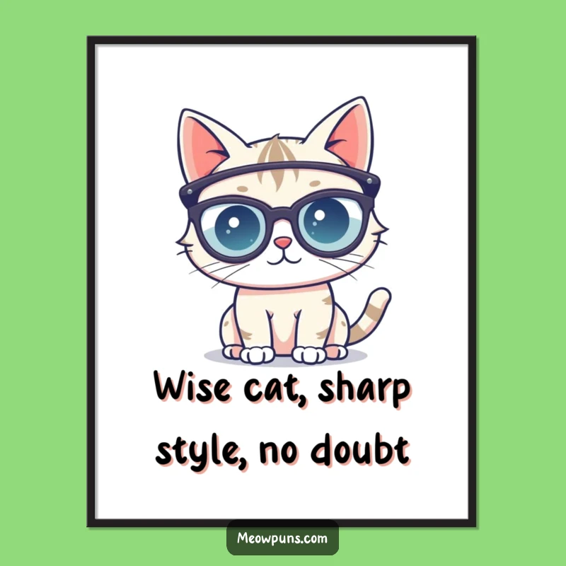 Free Printable Wall Art: Clever Cat in Glasses, Whimsical Downloadable Decor