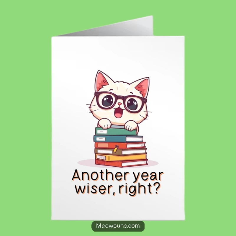 Free Printable Birthday Card: Funny Surprised Cat Books, Unique DIY Downloadable Gift