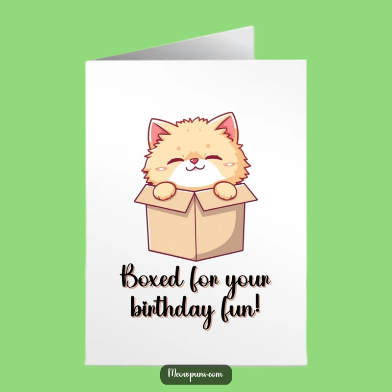 Funny Free Printable Birthday Card: Cat in a Box for a Cute Downloadable Gift