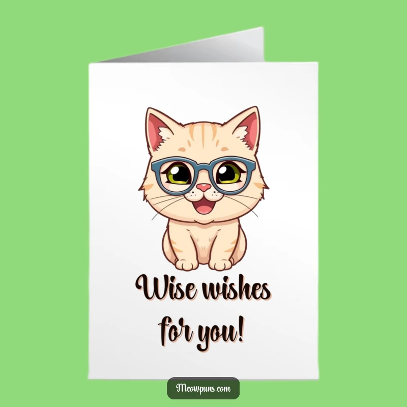 Free Printable Birthday Card: Smart Cat Spectacles Humor, Funny Downloadable Gift