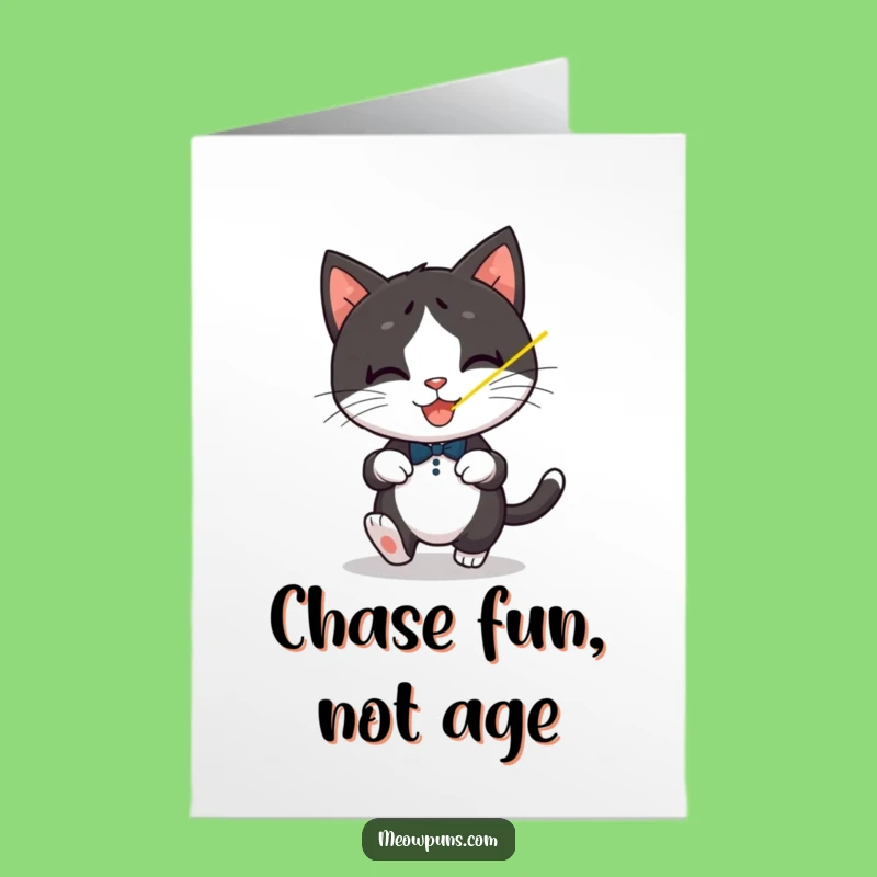 Free Printable Birthday Card: Tuxedo Cat Laser Fun, Energetic Downloadable Gift
