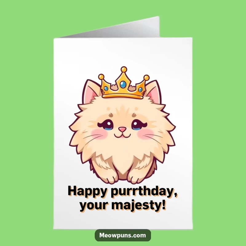 Free Printable Royal Cat Funny Birthday Card - Majestic Downloadable Gift