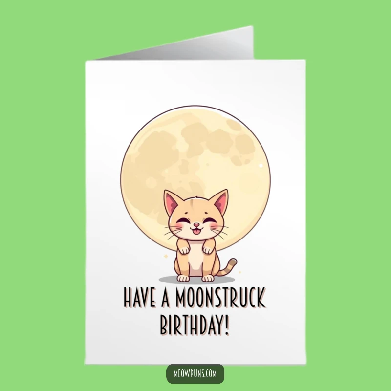 Free Printable Birthday Card: Cheeky Cat Moon, Funny Downloadable & Print at Home Gift