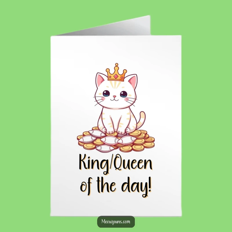 Free Printable Birthday Card: Royal Cat Character Funny Downloadable Gift