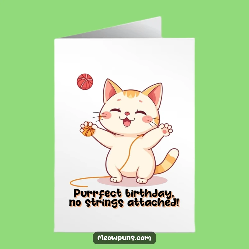 Free Printable Birthday Card: Funny Juggling Cat, DIY Downloadable Gift for Cat Lovers