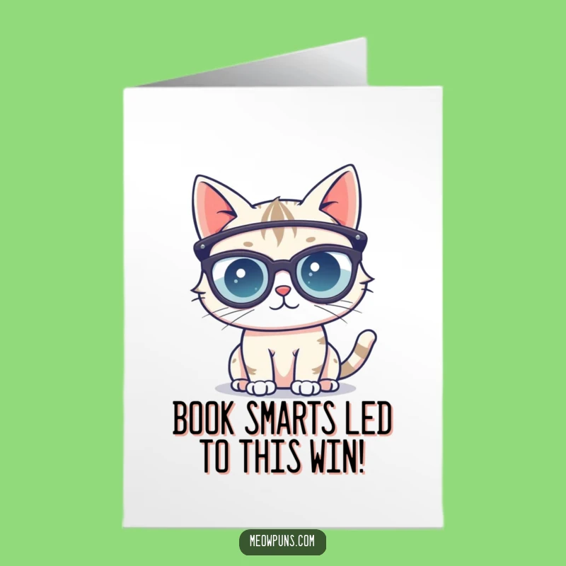 Free Printable Congrats Card: Wise Cat in Glasses, Clever Downloadable Gift