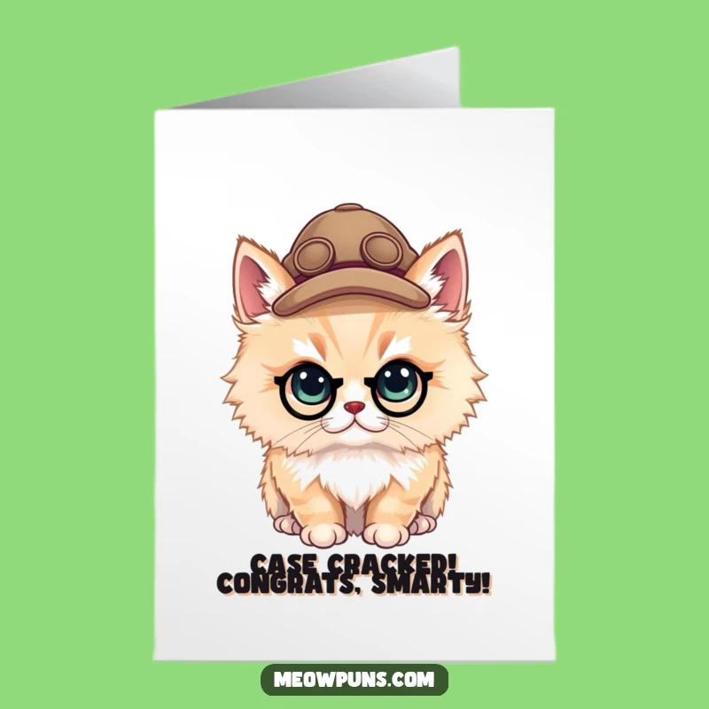 Free Printable Congrats Card: Detective Cat Solves It - Funny Downloadable