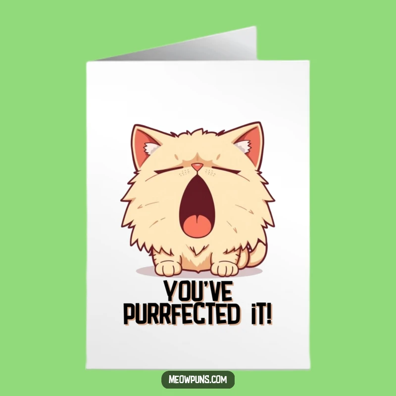 Free Printable Congrats Card: Persian Cat Pun, Humorous Downloadable Gift