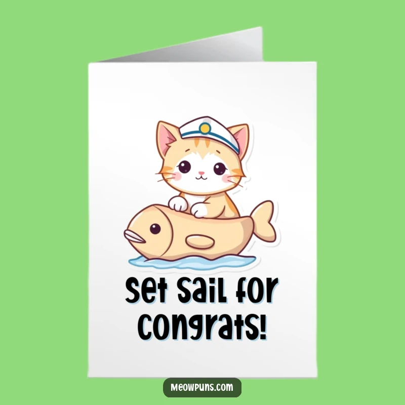 Free Printable Congrats Card: Sailor Cat, Smooth Sailing, Downloadable Gift