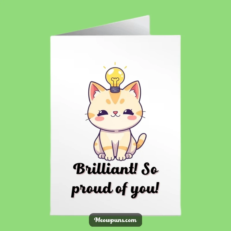 Free Printable Funny Congrats Card: Cat Lightbulb Idea Downloadable Gift