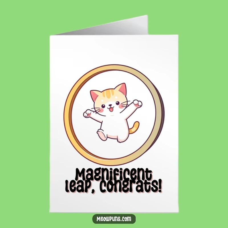 Free Printable Congrats Card: Agile Cat, M-agnificent Feat, Downloadable Gift