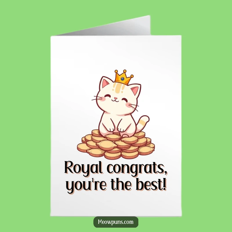 Free Printable Congrats Card: Regal Cat King, Lucky Riches, Downloadable Gift