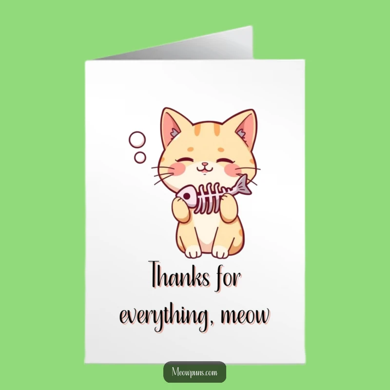 Free Printable Thank You Card: Amusing Cat Fish Fancy, Unique DIY Downloadable Gift