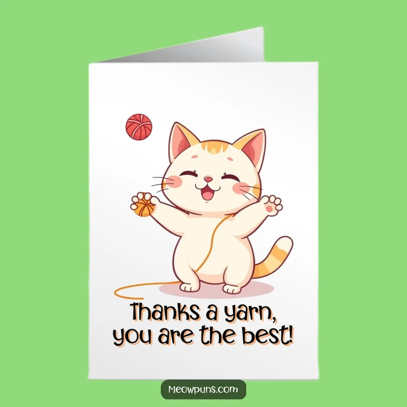 Free Printable Thank You Card: Amusing Juggling Cat, DIY Downloadable Gift for Gratitude