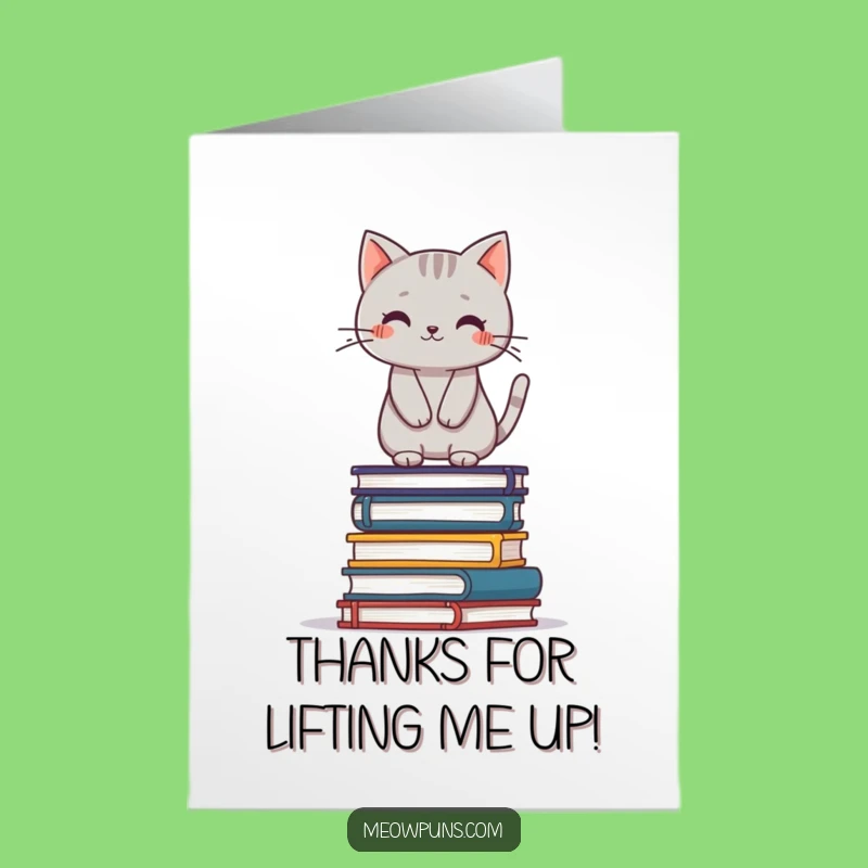 Free Printable Thank You Card: Bookish Cat Balance, Thoughtful Downloadable Gift