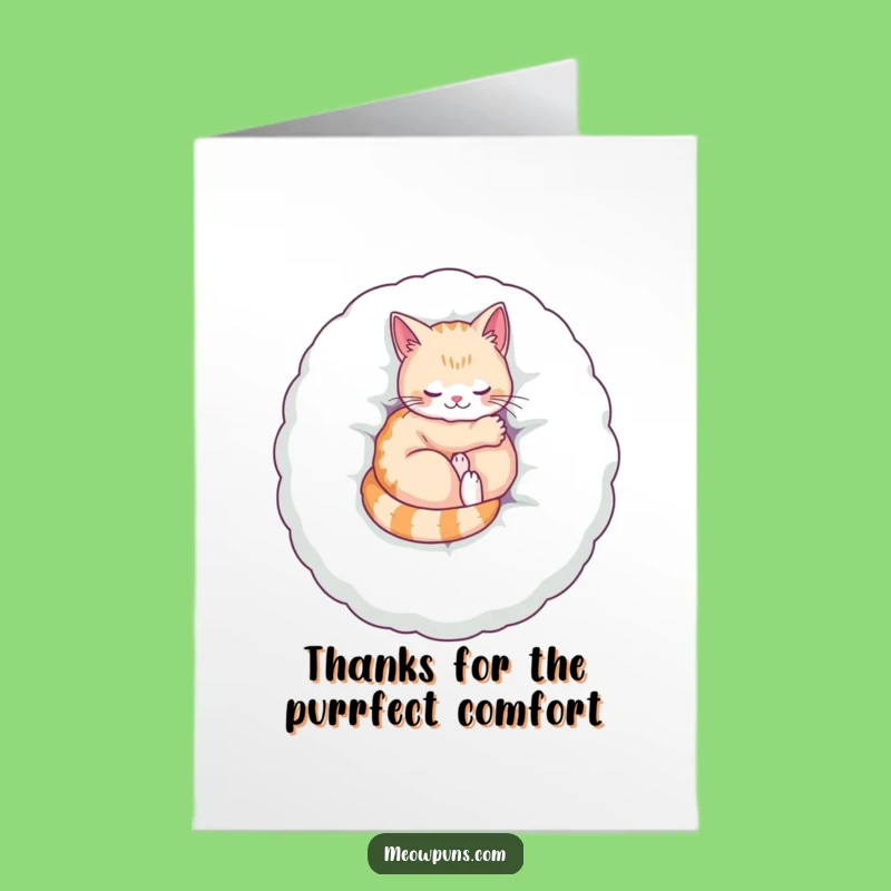 Free Printable Thank You Card: Cozy Cat, Gratitude Comfort, Downloadable Gift
