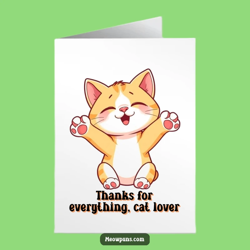 Free Printable Thank You Card: Funny Cat Stretch - Grateful Downloadable Gift