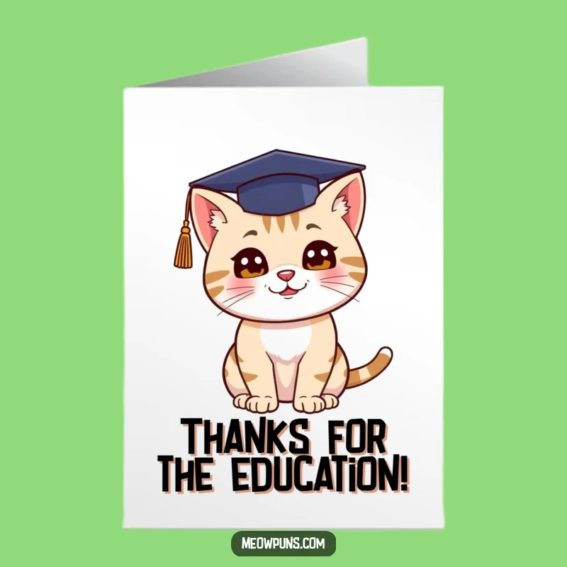 Free Printable Thank You Card: Grad Cat Celebration, Humorous Downloadable Gift of Thanks